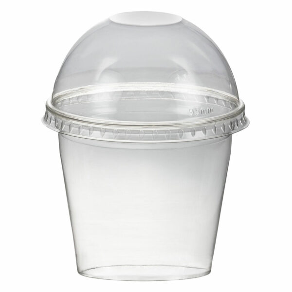 Smoothiebecher Dessertbecher + Domdeckel ohne Öffnung 250 ml O95mm, PET, glasklar, 50 Stk.