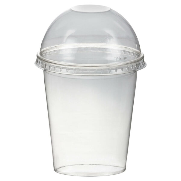 Smoothiebecher Dessertbecher + Domdeckel ohne Öffnung 300 ml O95mm, PET, glasklar, 50 Stk.