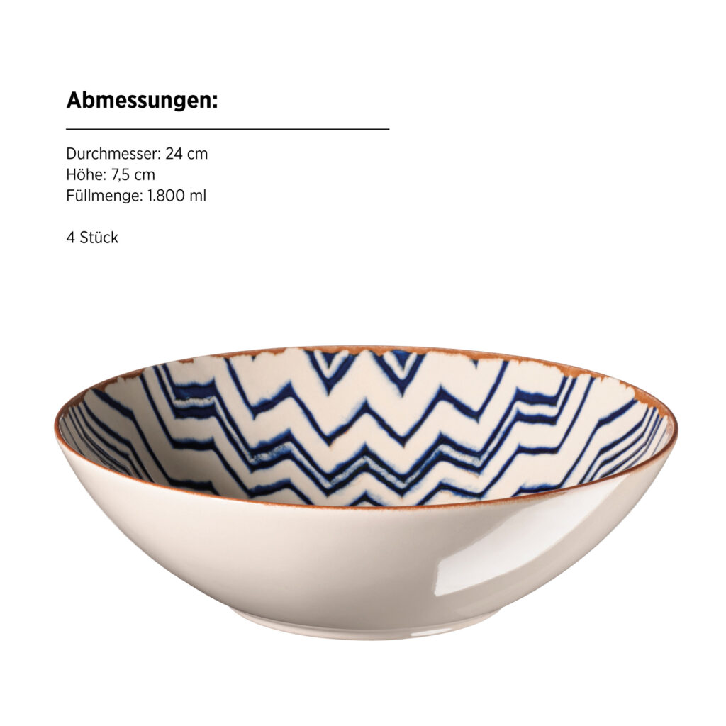 Mäser MALENA Schüssel 24 cm, 4er-Set, CLASSIC BLUE