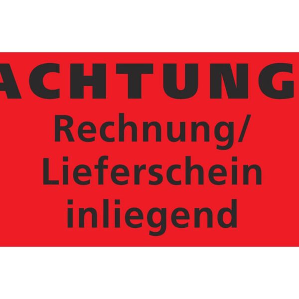 Hinweisetiketten Warnetiketten rot RECHNUNG /LS. INLIEGEND, 145x76mm, 1000 Stk.