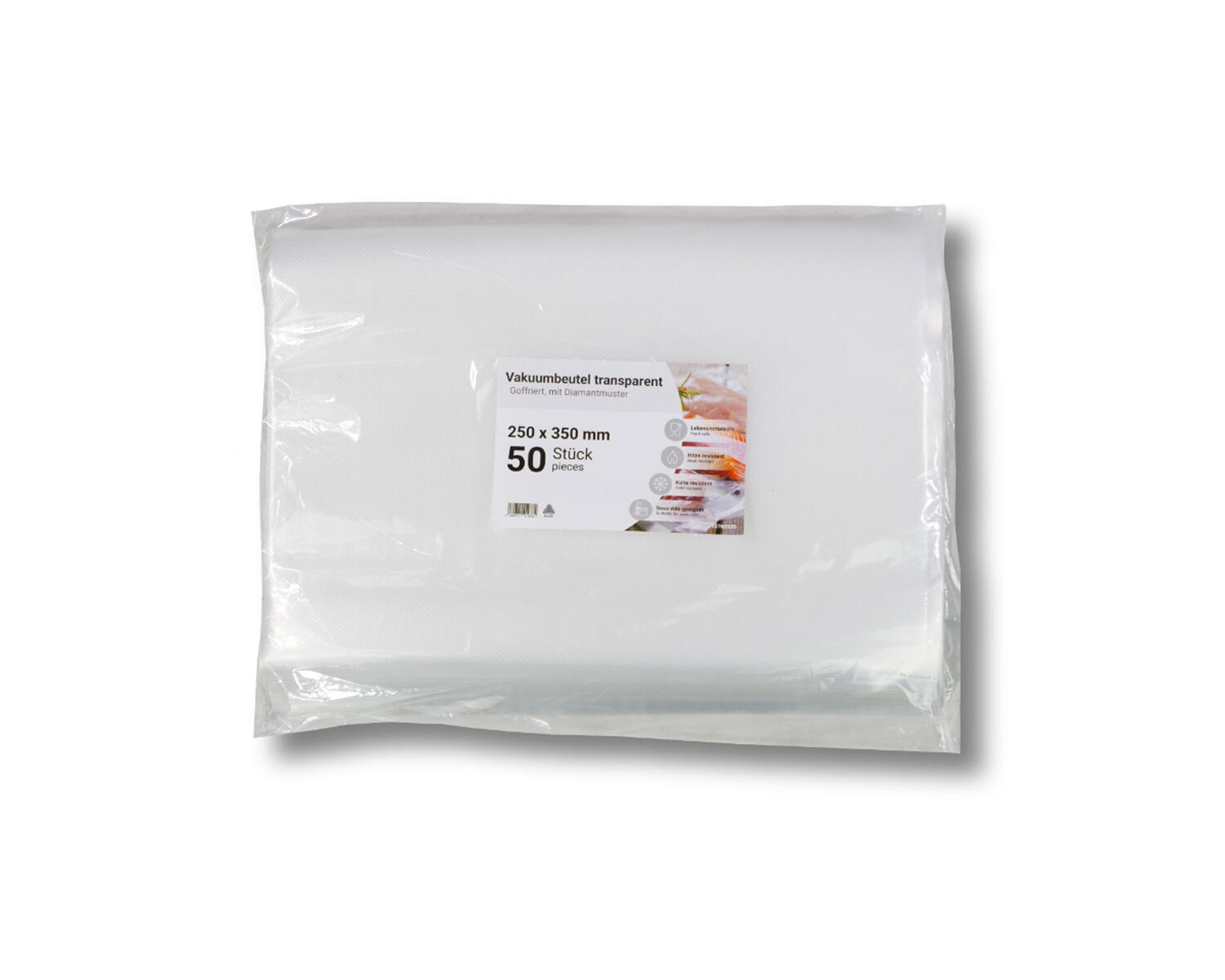 DM-12762535 Siegelrandbeutel Vakuumbeutel PA/PE 250 x 350 mm goffriert transparent 90 my, 50 Stk. – Bild 1
