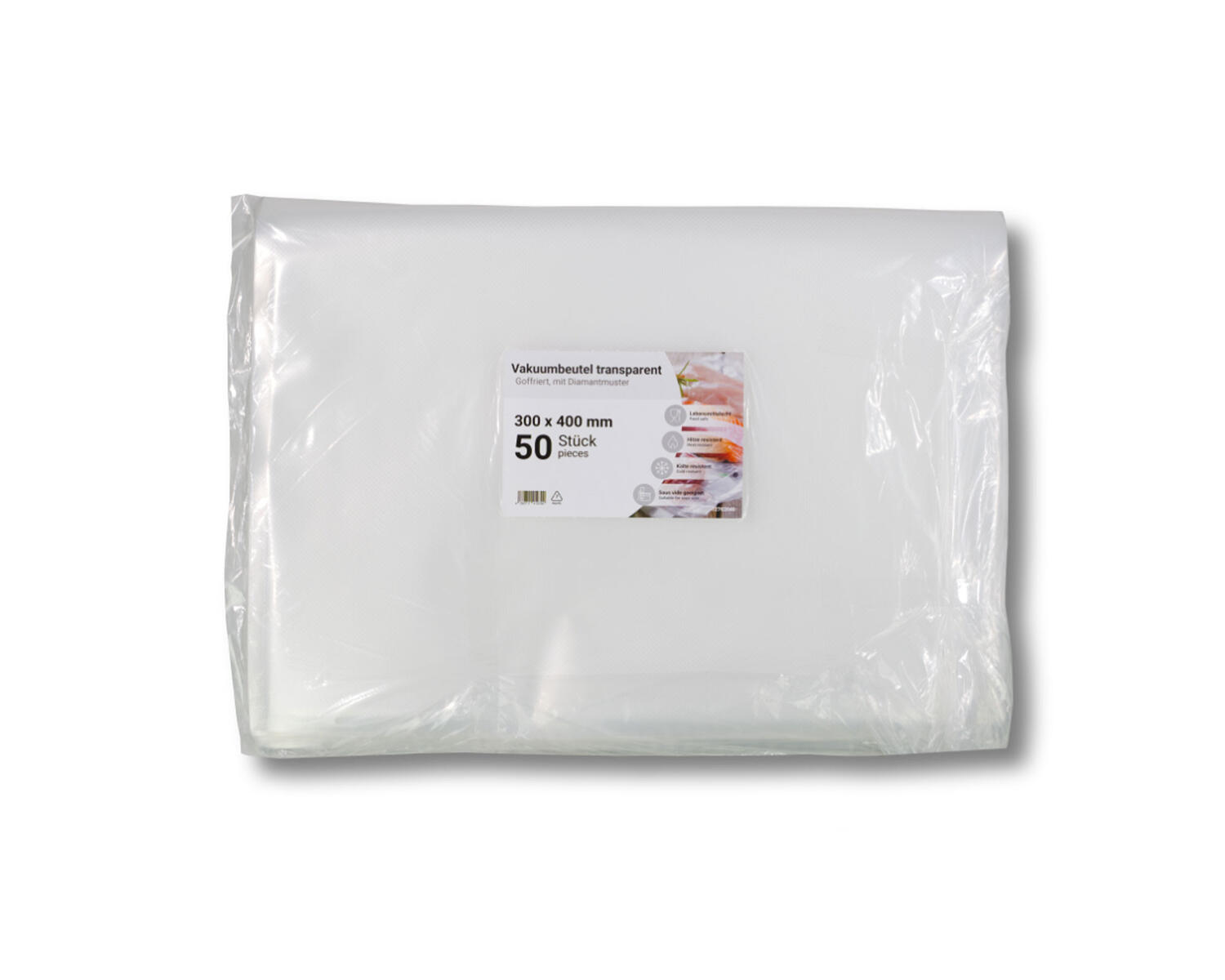DM-12763040 Siegelrandbeutel Vakuumbeutel PA/PE 300 x 400 mm goffriert transparent 90 my, 50 Stk. – Bild 1