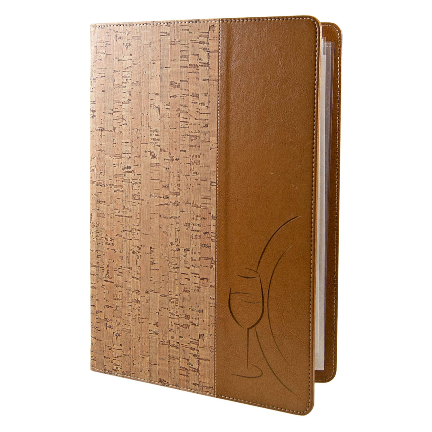 DS-15405 Speisekarte "Kork" mit Prägung "Teller und Glas" 8 Seiten, A4, 1 Stk. – Bild 1