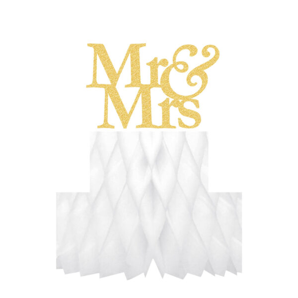 Wabenball "Mr & Mrs" aus Papier schwer entflammbar 24cm, 1 Stk.