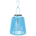 Solarlaterne Gartenlaterne Outdoor aus Metall LED pastellblau, 22cm – Bild 2