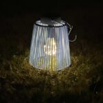 Solarlaterne Gartenlaterne Outdoor aus Metall LED pastellblau, 22cm – Bild 3