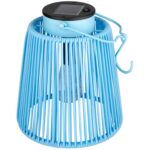 Solarlaterne Gartenlaterne Outdoor aus Metall LED pastellblau, 22cm