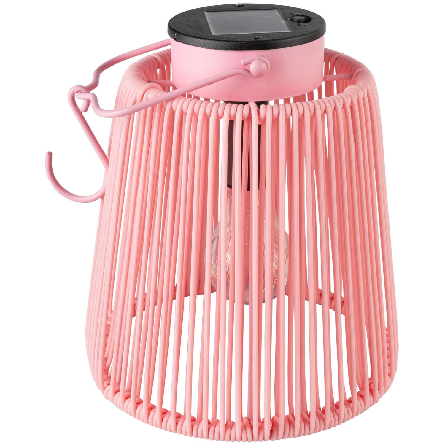DS-22326_3 Solarlaterne Gartenlaterne Outdoor aus Metall LED pastellrosa, 22cm – Bild 1