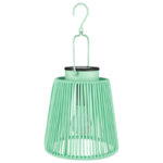 Solarlaterne Gartenlaterne Outdoor aus Metall LED pastellgrün, 22cm – Bild 2