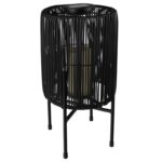 Solarlaterne Gartenlaterne Outdoor aus Metall/Rattan LED schwarz, 43cm – Bild 2