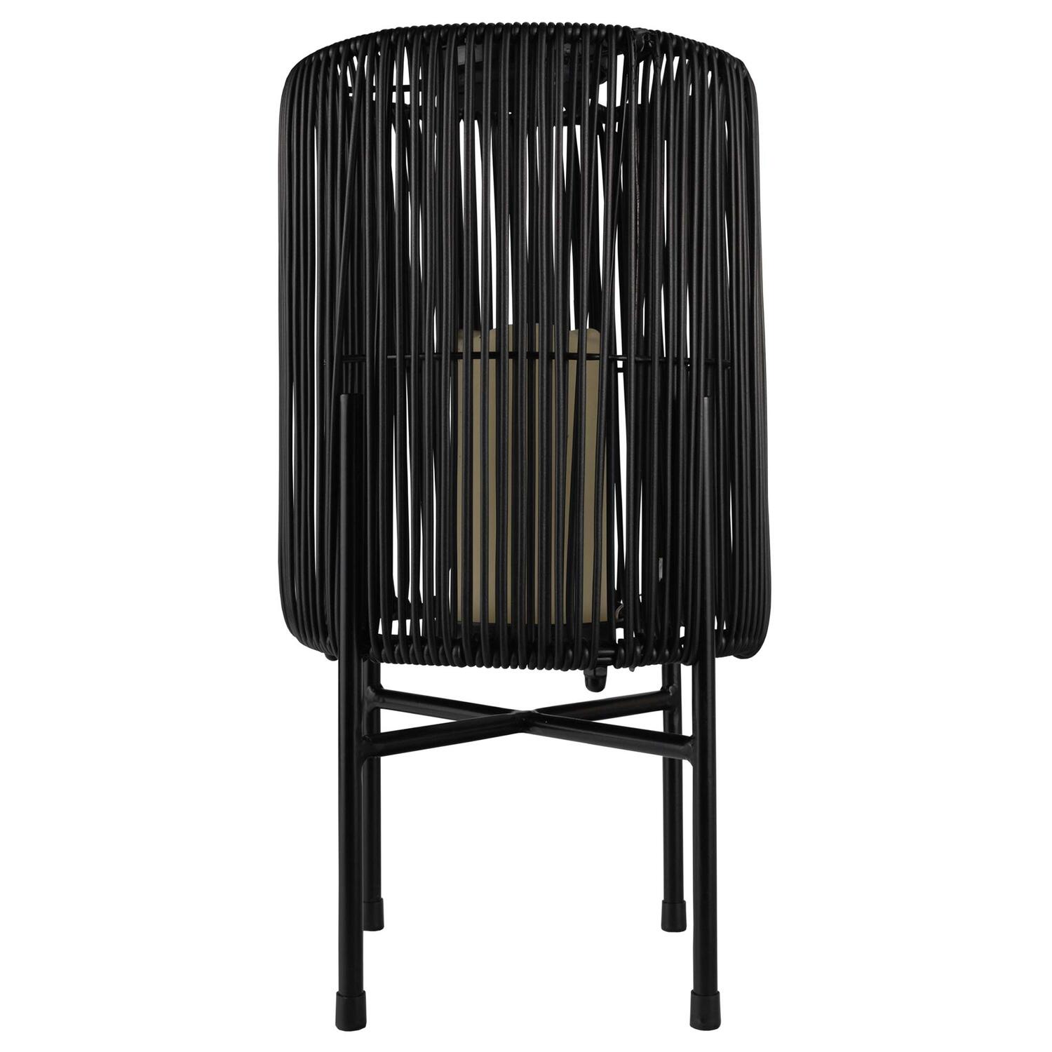 DS-22328_1 Solarlaterne Gartenlaterne Outdoor aus Metall/Rattan LED schwarz, 43cm – Bild 1
