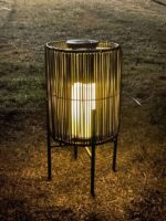 Solarlaterne Gartenlaterne Outdoor aus Metall/Rattan LED schwarz, 43cm – Bild 3