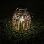 Solarlaterne Gartenlaterne Outdoor aus Metall/Rattan LED gold/natur, 24cm – Bild 3