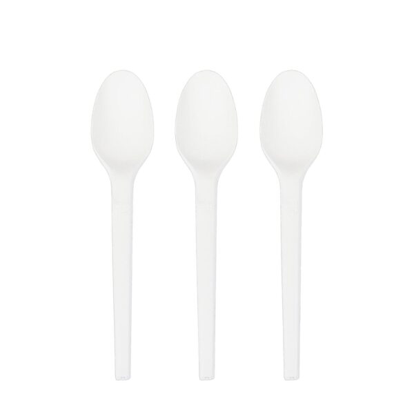 Kaffeelöffel aus CPLA, wiederverwendbar, weiß, 14cm, 50 Stk.