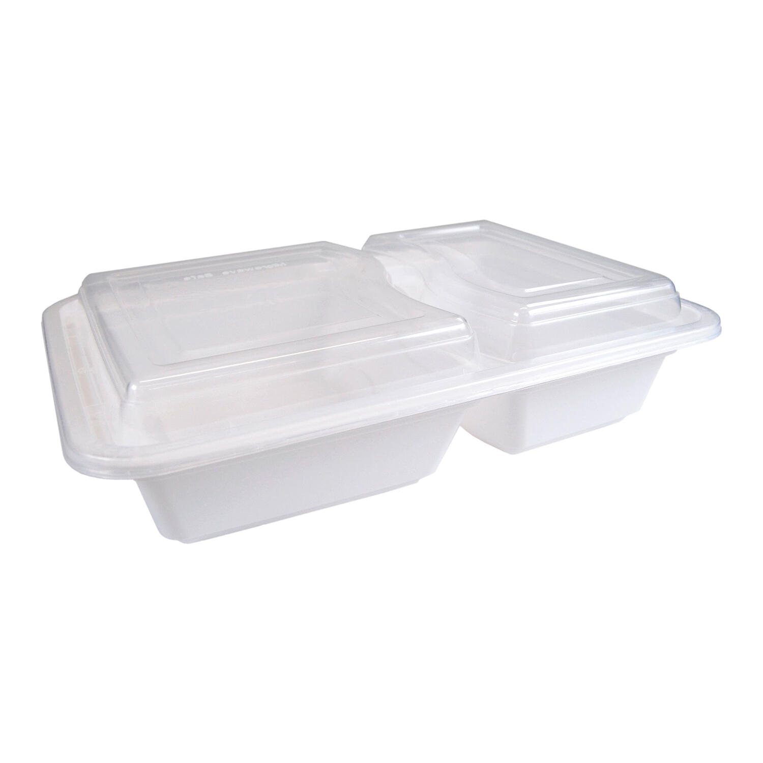DS-35010 Mehrweg Menüboxen wiederverwendbar PP mit Deckel 2-geteilt weiß 22x15x6cm, 50 Stk. – Bild 1