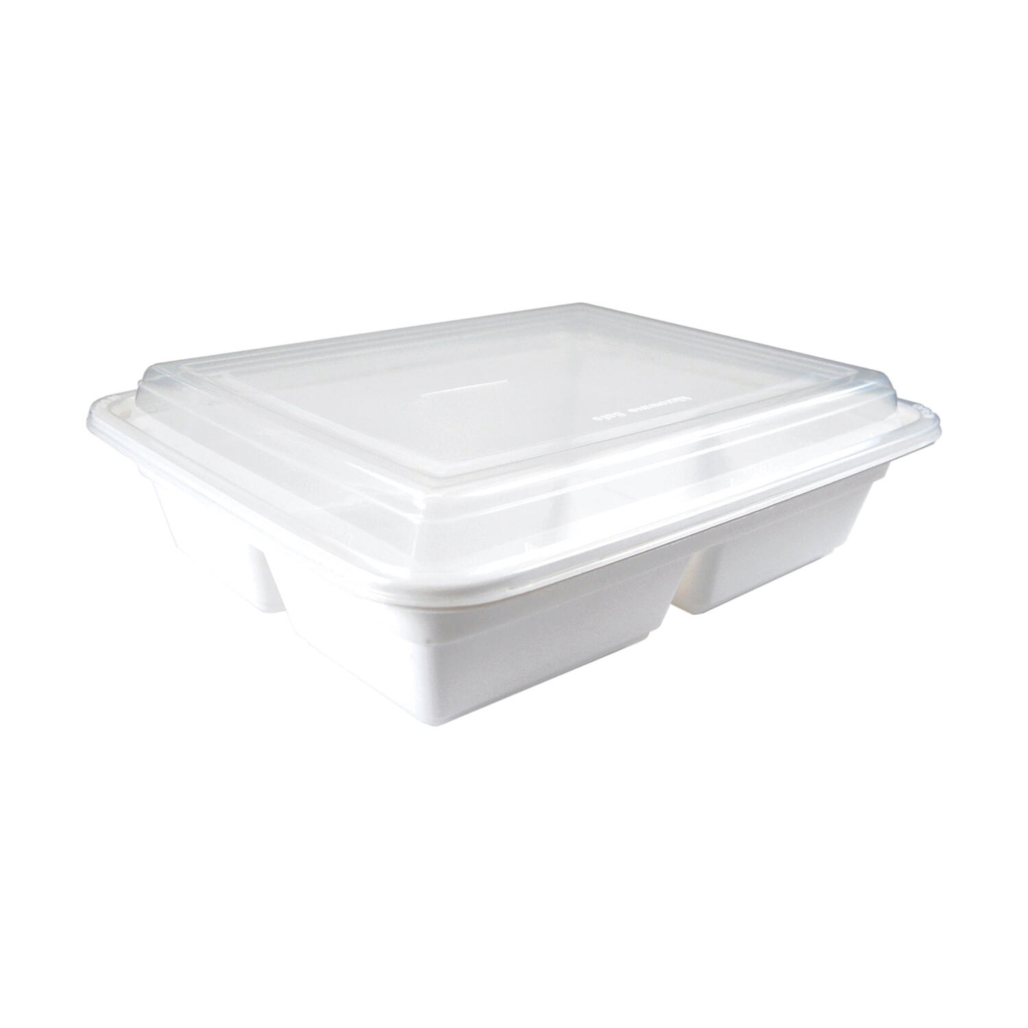 DS-35011 Mehrweg Menüboxen mit Deckel 3-geteilt weiß 23x18x6.5cm, 50 Stk. – Bild 1