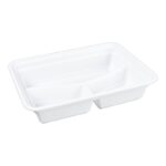 Mehrweg Menüboxen mit Deckel 3-geteilt weiß 23x18x6.5cm, 50 Stk. – Bild 2