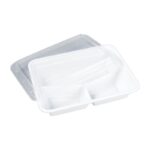 Mehrweg Menüboxen mit Deckel 3-geteilt weiß 23x18x6.5cm, 50 Stk. – Bild 3