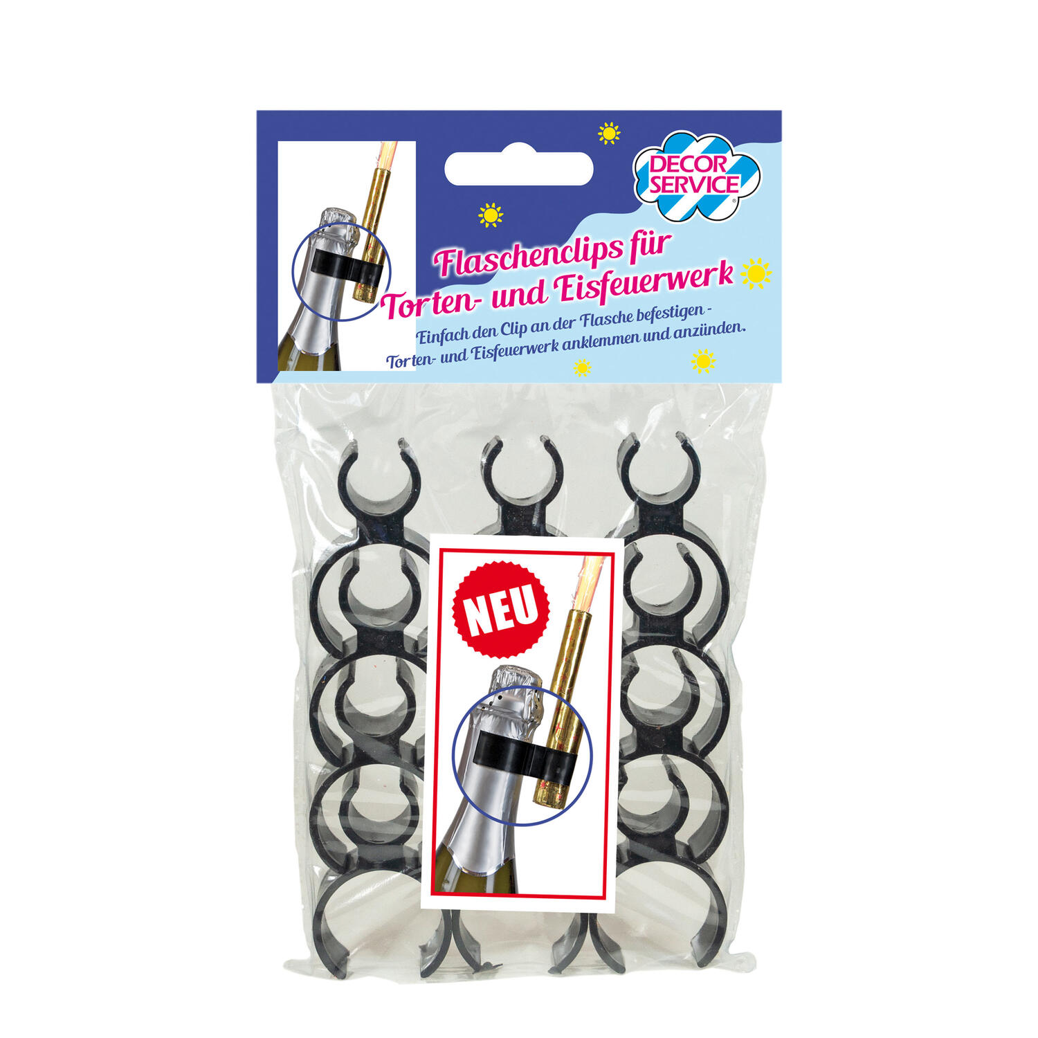 DS-711 Flaschenclips für Torten- und Eisfeuerwerk, schwarz, 12 Stk. – Bild 1