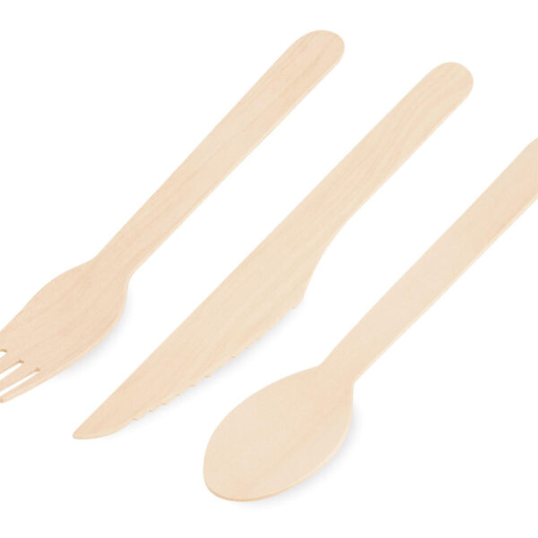 Besteckset aus Holz mit Gabel, Messer und Löffel, 10 Stk.