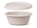 Dressingbecher Dipschale 30ml rund aus Bagasse (Zuckerrohrfasern) inkl Deckel, 150 Stk.
