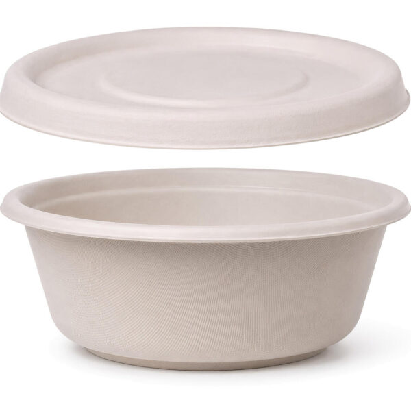 Dressingbecher Dipschale 30ml rund aus Bagasse (Zuckerrohrfasern) inkl Deckel, 150 Stk.