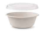 Dressingbecher Dipschale 30ml rund aus Bagasse (Zuckerrohrfasern), inkl. Deckel aus PLA, 150 Stk.
