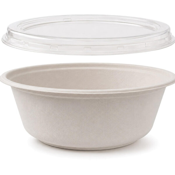 Dressingbecher Dipschale 30ml rund aus Bagasse (Zuckerrohrfasern), inkl. Deckel aus PLA, 150 Stk.
