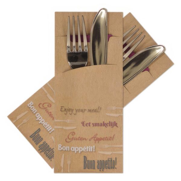 Pochetto Bestecktaschen "Guten Appetit" 200x85mm inkl. Serviette bordeaux, 520 Stk.