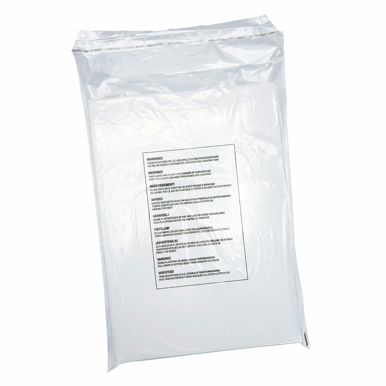 HK-107_WARN Adhäsionsverschlussbeutel LDPE mit Warntext gelocht 400 x 600mm 40my, 100 Stk. – Bild 1
