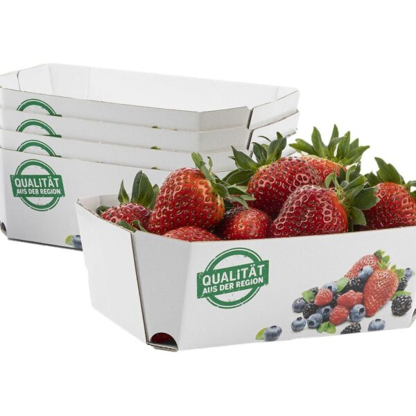 Beerenschalen aus Pappe 159x95x60mm mit Neutraldruck für 500 gr., 350 Stk.