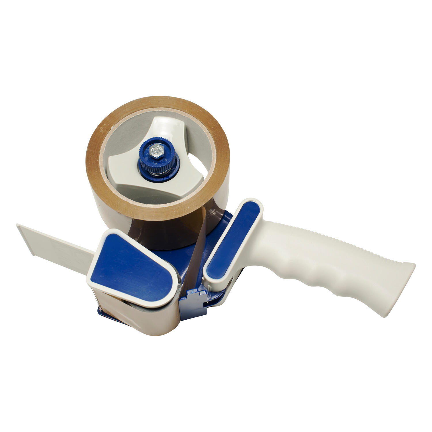 PA-8002092 Handabroller weiß und blau mit Andrucklasche und Rollenbremse für 66m x 50mm Packband – Bild 1