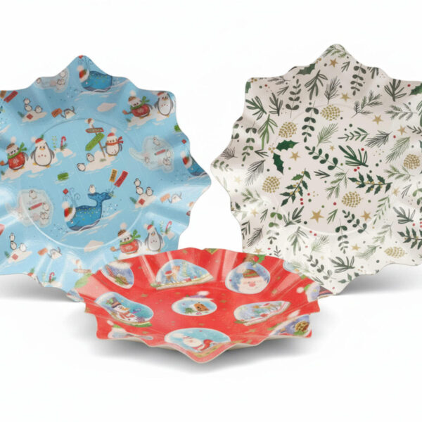 Gebäckschalen Plätzchenschalen für Weihnachtsgebäck Pappe O 28 cm verschiedene Motive, 2 Stk