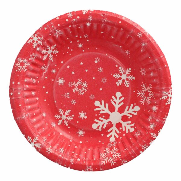Pappschalen rund tief "Winterzauber" O 19 cm x 3 cm rot, 50 Stk.