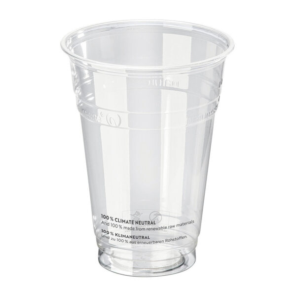 Einweg-Trinkbecher 400 ml mit Eichstrich O 96 mm aus PLA, 50 Stk.
