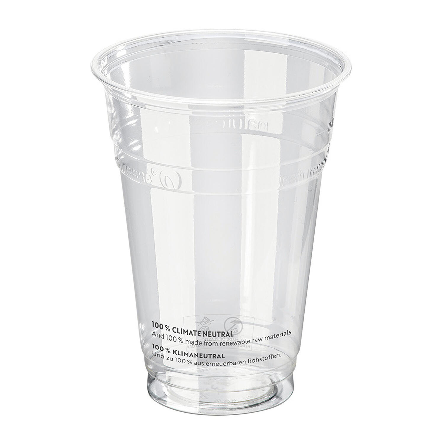 PCV-24435 Einweg-Trinkbecher 400 ml mit Eichstrich O 96 mm aus PLA, 50 Stk. – Bild 1