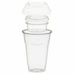 Trinkbecher 400ml + Domdeckel + 60ml Einsatzbecher stapelbar, PLA, 100 Stk.