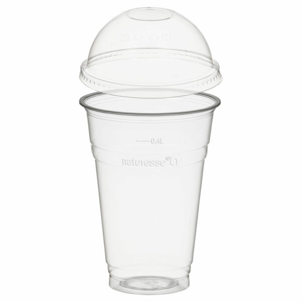 Trinkbecher 400ml mit Domdeckel ohne Loch aus PLA 50 Stk.