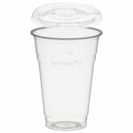 Trinkbecher 400ml + Deckel mit Halmstanzung aus PLA 50 Stk.