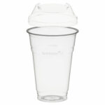 Trinkbecher 400ml + Domdeckel ohne Loch stapelbar aus PLA 50 Stk.