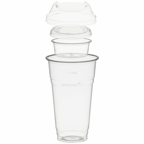 Trinkbecher 500ml+Domdeckel+ 60ml Einsatzbecher stapelbar PLA, 100 Stk.