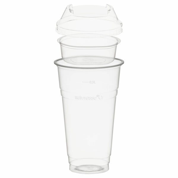 Trinkbecher 500ml + Domdeckel stapelbar + Einsatzbecher O 96mm (PLA) 50 Stk.