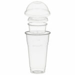 Trinkbecher 500ml mit Domdeckel ohne Loch + Einsatzbecher 90ml PLA 100 Stk.