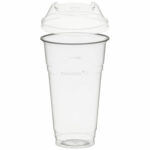 Trinkbecher 500ml + Domdeckel mit C-Loch stapelbar aus PLA 50 Stk.