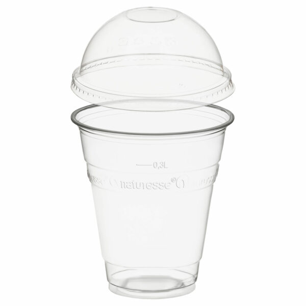 Trinkbecher 300ml mit Domdeckel ohne Loch aus PLA 50 Stk.
