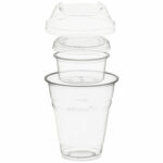 Trinkbecher 300ml + Domdeckel + 90ml Einsatzbecher stapelbar aus PLA, 100 Stk.