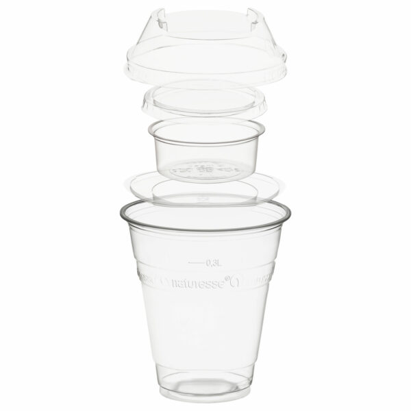 Trinkbecher 300ml+Domdeckel+Einsatzbecher stapelbar aus PLA 100 Stk.