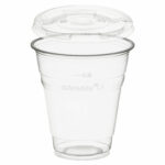 Trinkbecher 300ml + Deckel mit Halmstanzung aus PLA 50 Stk.