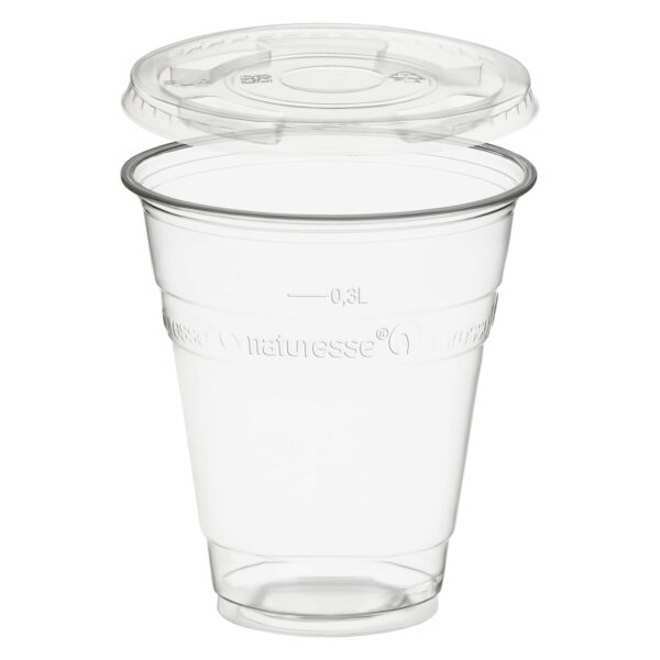 Trinkbecher 300ml + Deckel ohne Loch aus PLA 50 Stk.