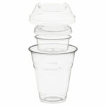 Trinkbecher 300ml + Domdeckel+ 60ml Einsatzbecher stapelbar PLA, 100 Stk.